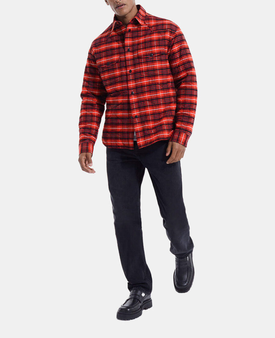 The Kooples MEN RED / BLACK red quilted cotton jacket with buttons