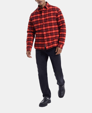 The Kooples MEN RED / BLACK red quilted cotton jacket with buttons