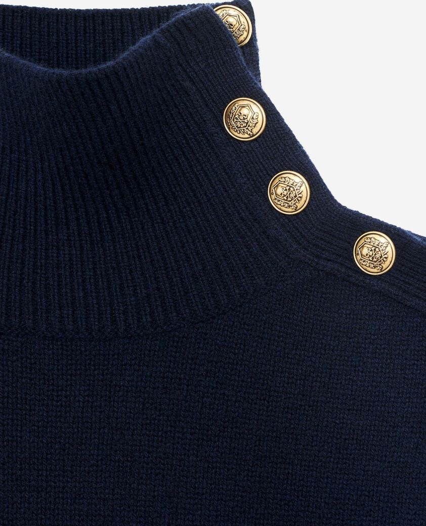 The Kooples F NAVY navy wool stand-up collar sweater