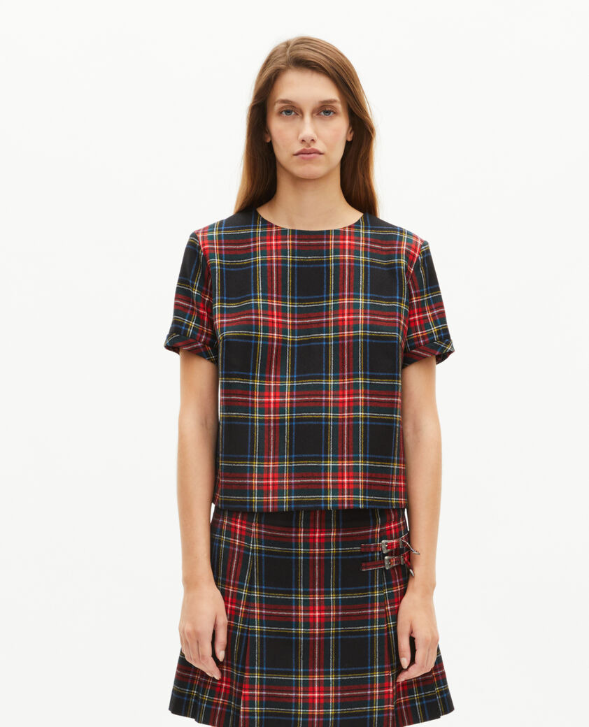 The Kooples FEMME ROUGE NOIR top en tartan rouge et noir