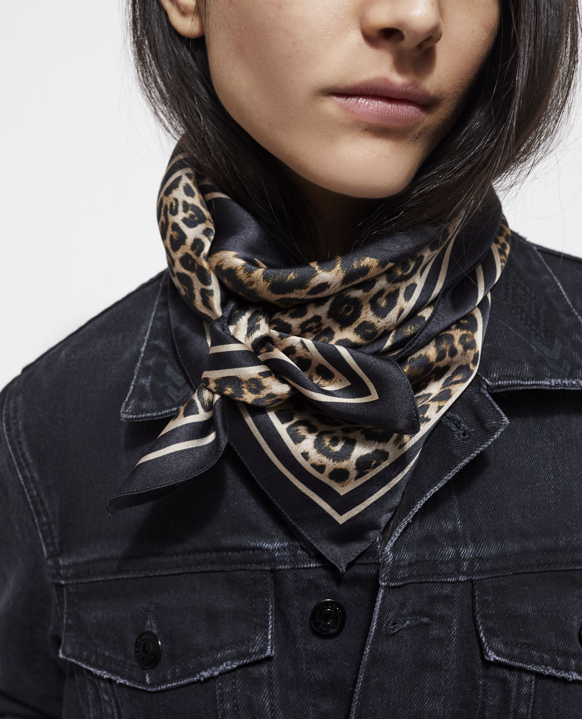 Leopard print silk scarf | Kooples - US