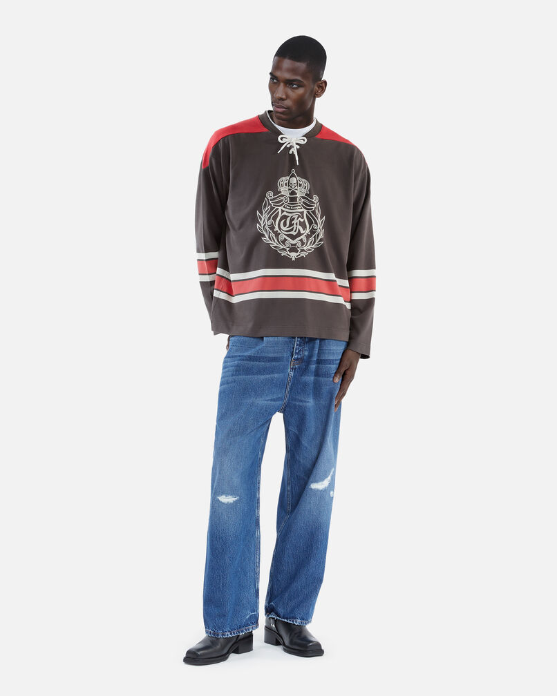 The Kooples HOMME BLACK WASHED sweatshirt style polo noir