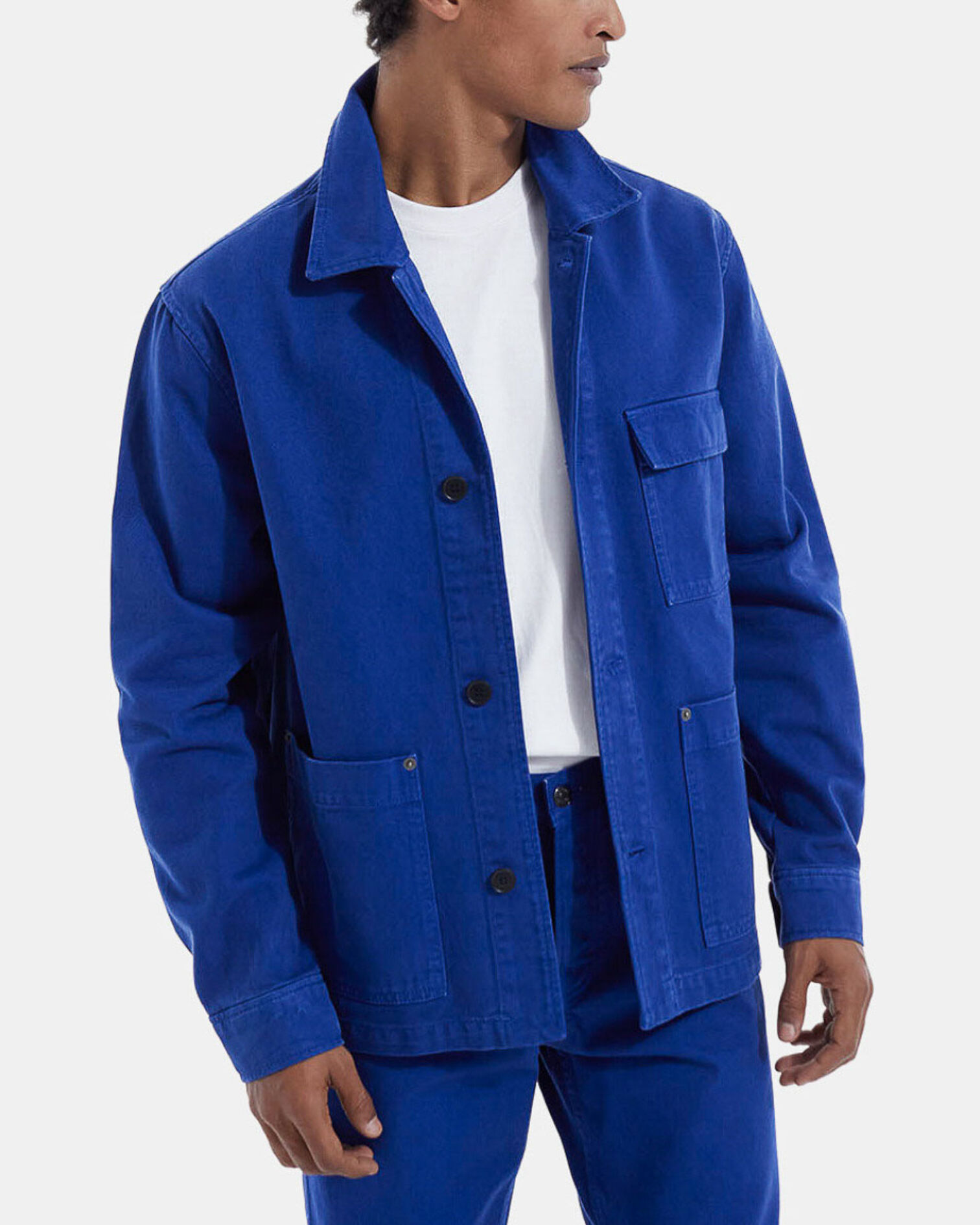 Blue canvas jacket with patch pockets, BLUE, hi-res image number null