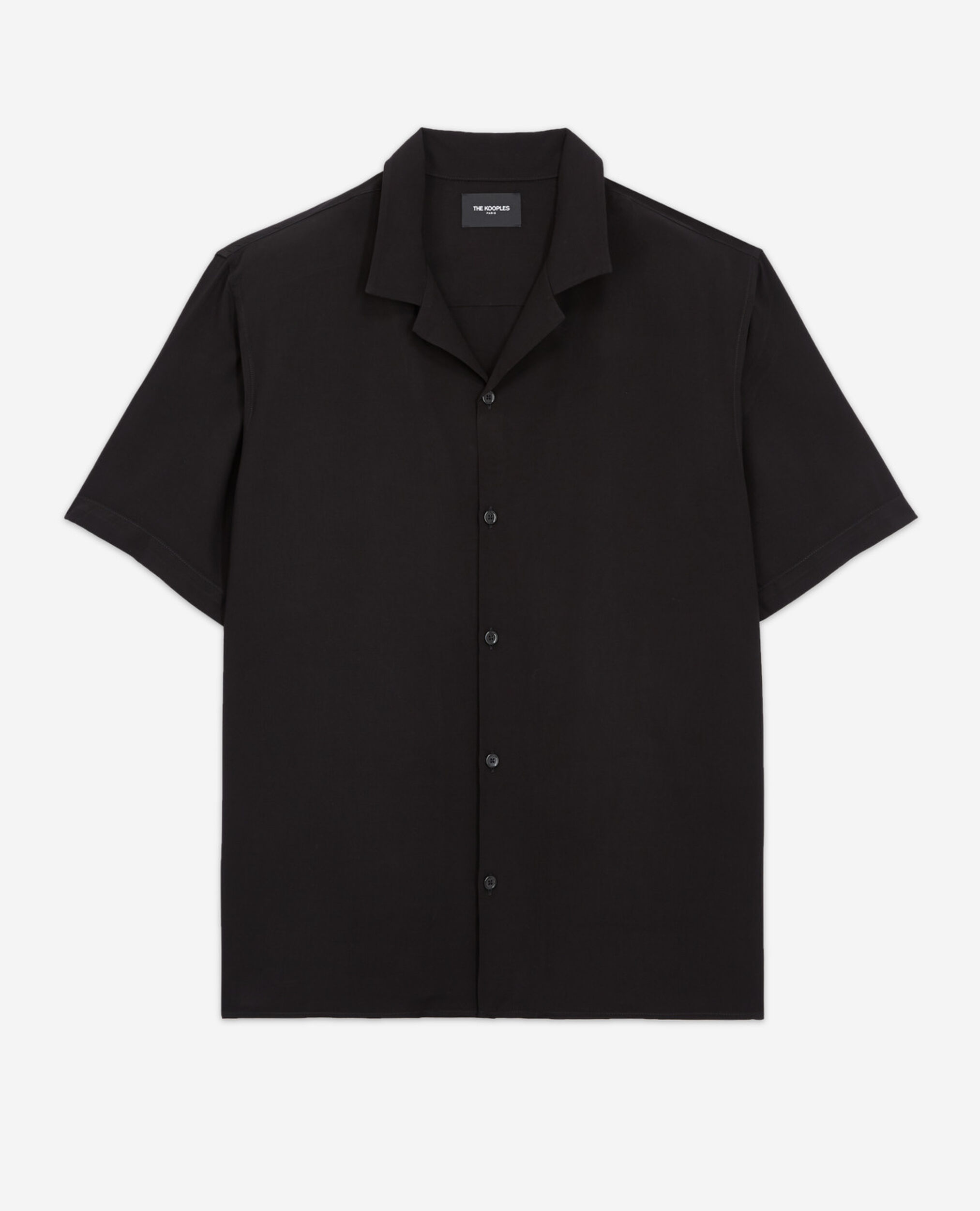 Lockeres schwarzes Hemd mit Knopfverschluss, BLACK, hi-res image number null