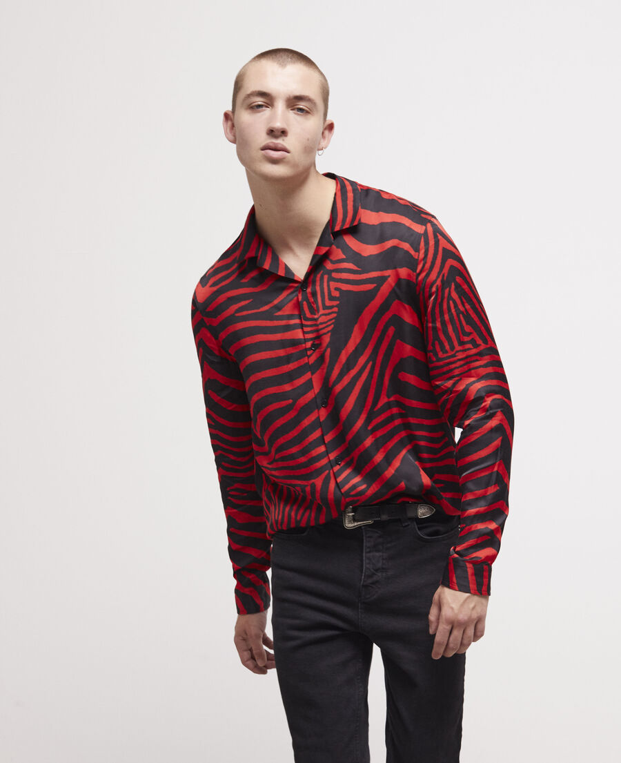 camisa cuello hawaiano estampada roja