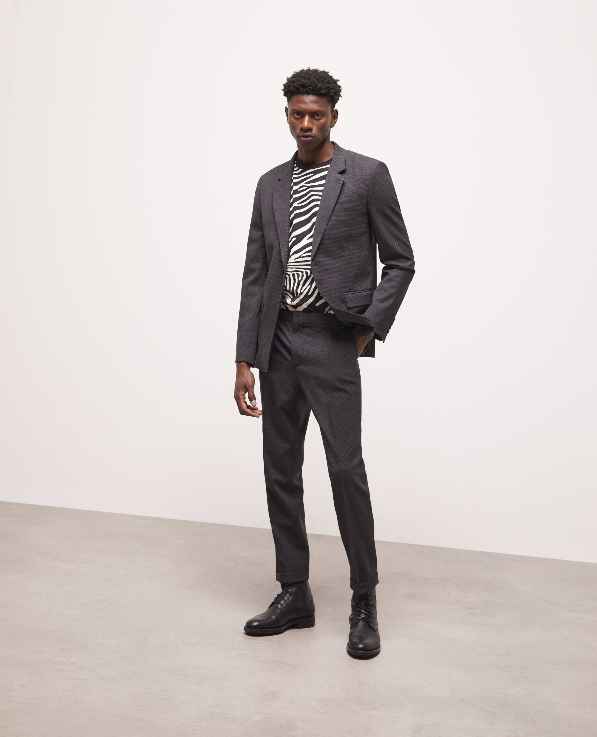 Wool suit jacket, BLACK GREY, hi-res image number null