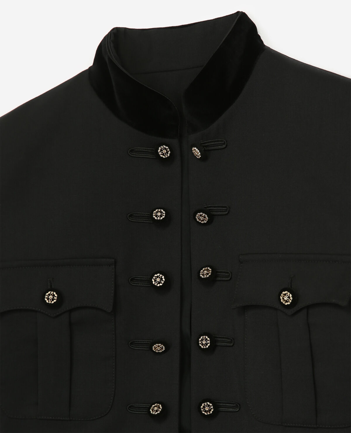 Black military style jacquard jacket The Kooples