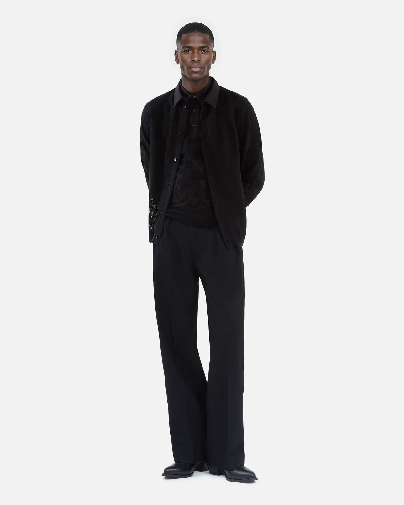 The Kooples HOMME BLACK chemise en maille effet dentelle noir