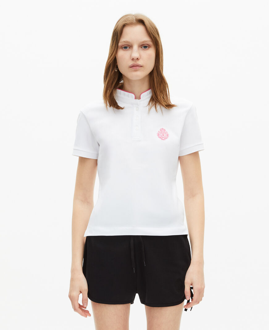 The Kooples WOMEN WHITE white mandarin collar polo shirt