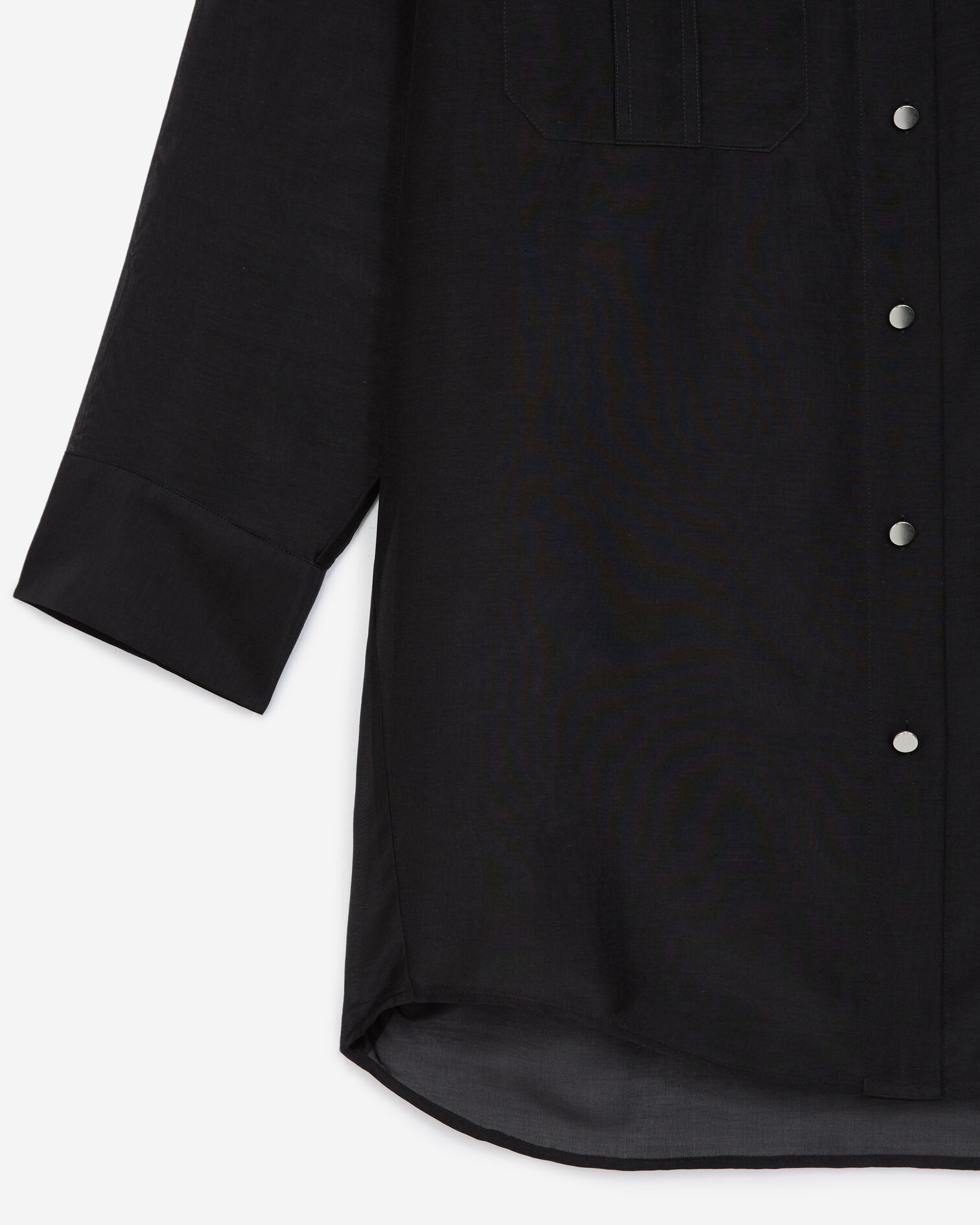 Long black shirt with breast pockets, BLACK, hi-res image number null