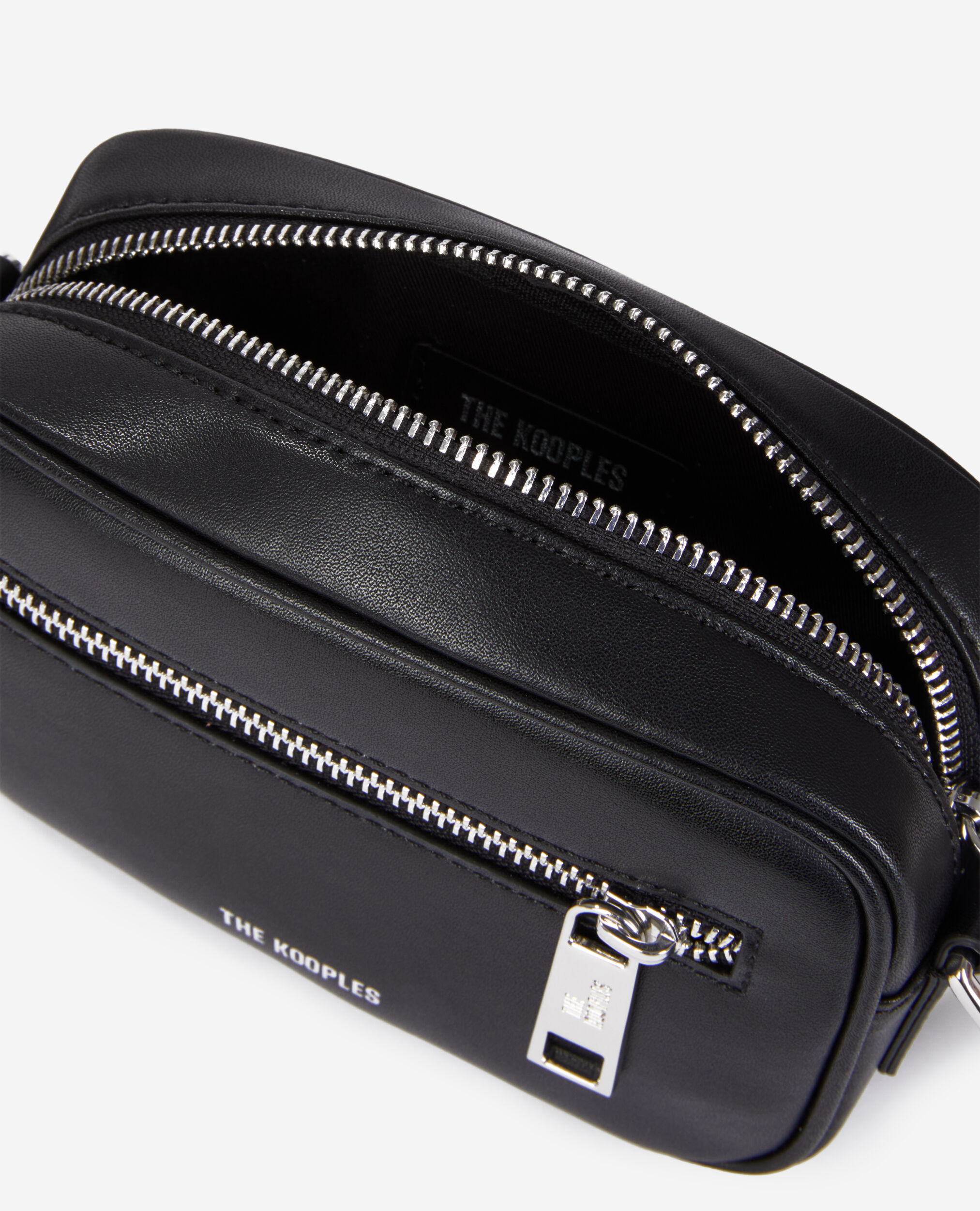Kleine schwarze Messenger Tasche aus Leder