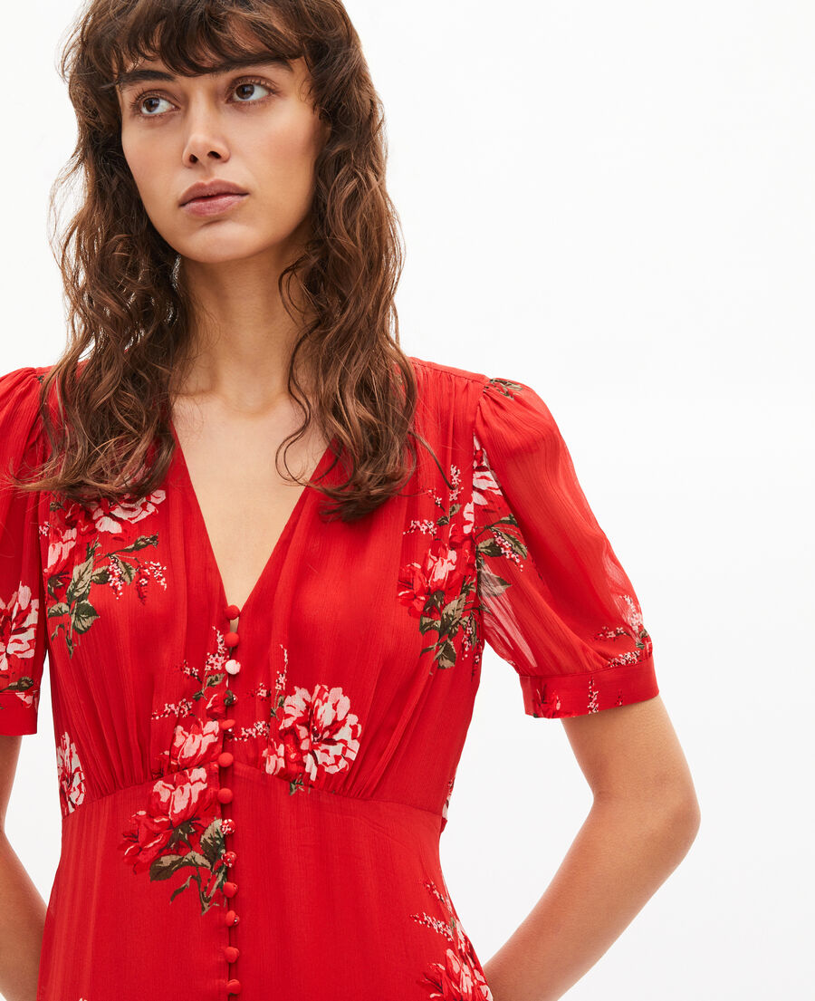 The Kooples F RED / GREEN red floral print maxi dress