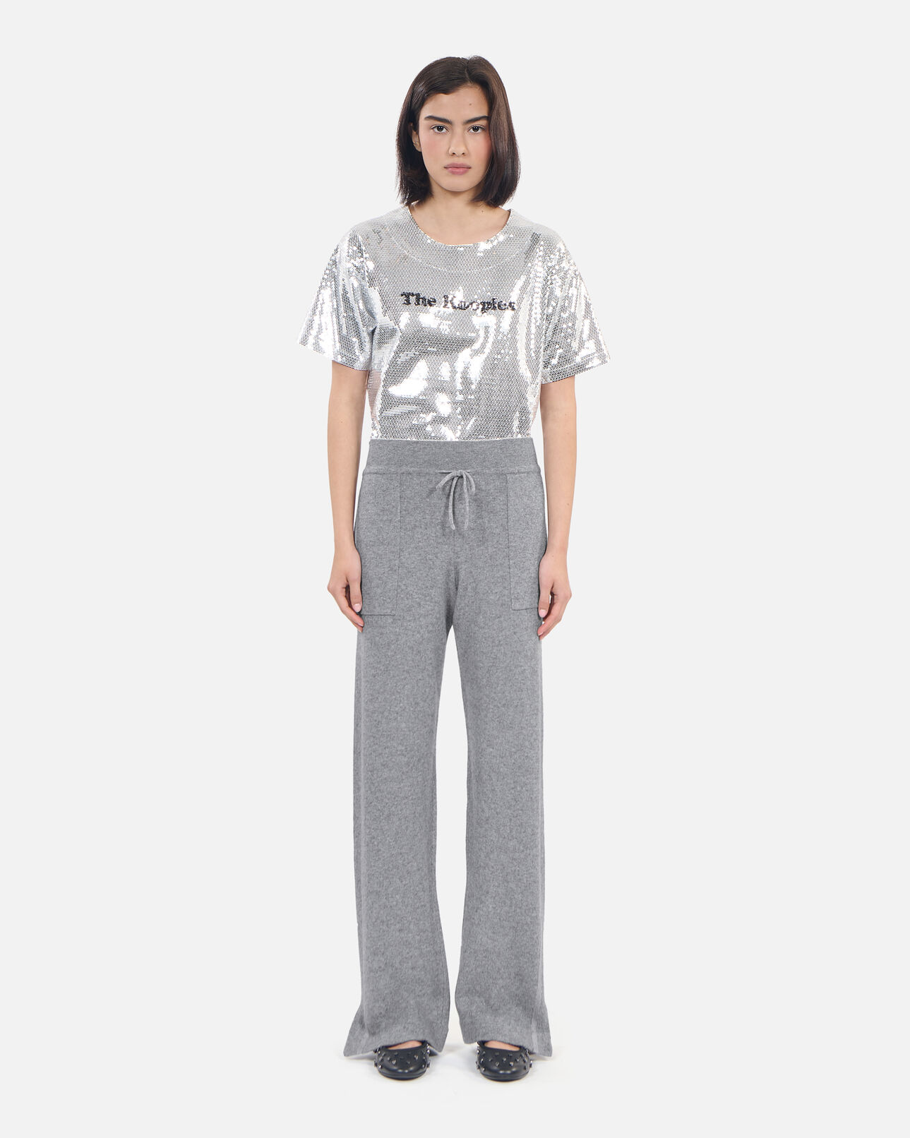 The Kooples WOMEN MIDDLE GREY MEL grey wool and cashmere trousers