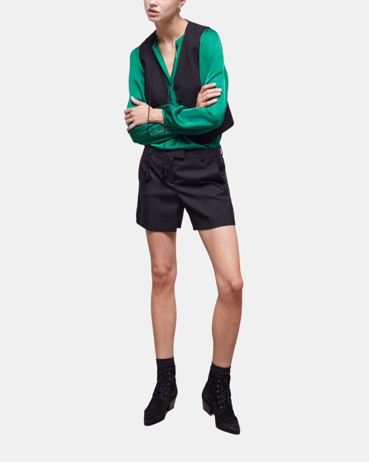 The Kooples WOMEN BLACK WHITE black wool suit vest
