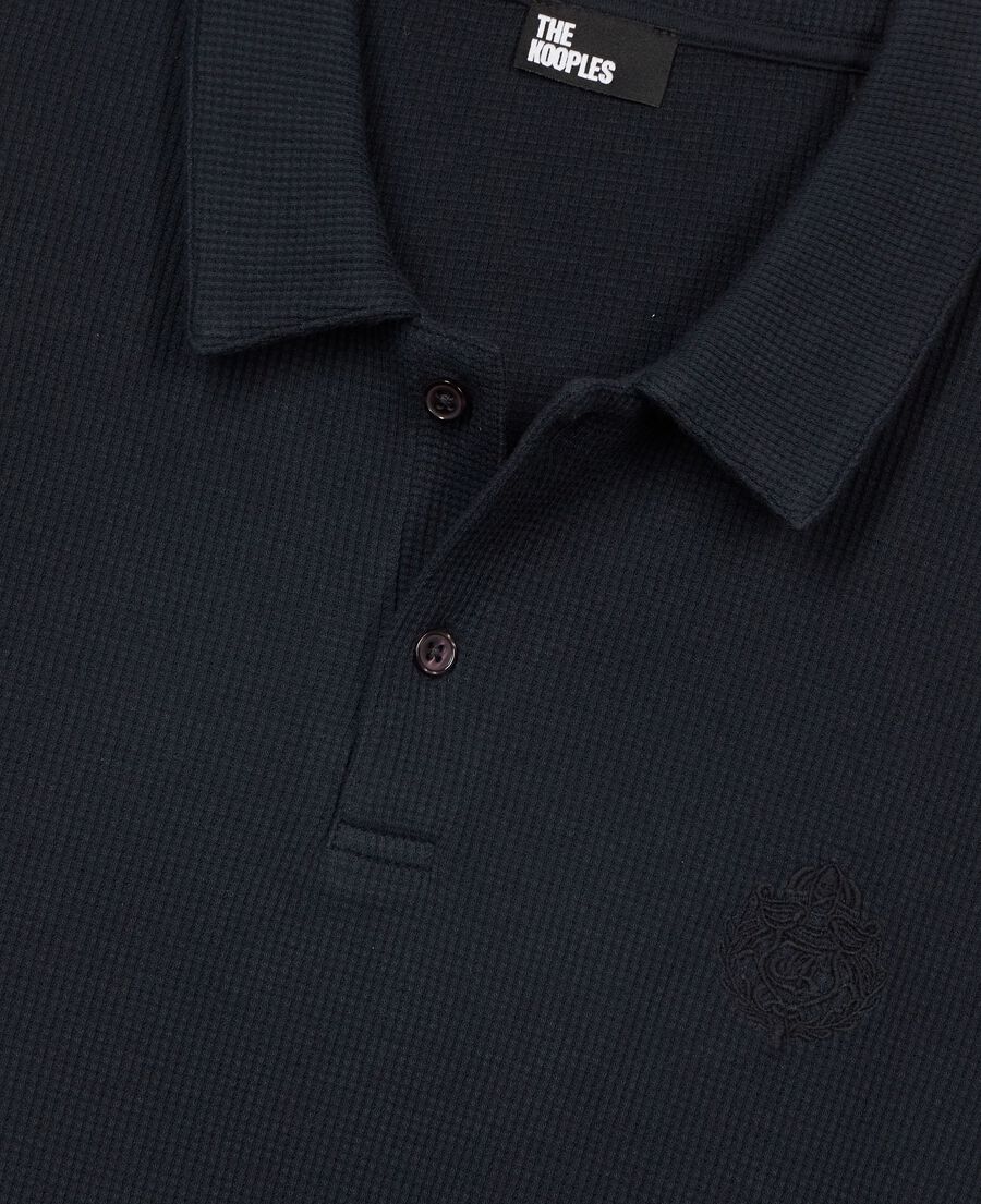 The Kooples H DARK NAVY honeycomb polo shirt with navy crest