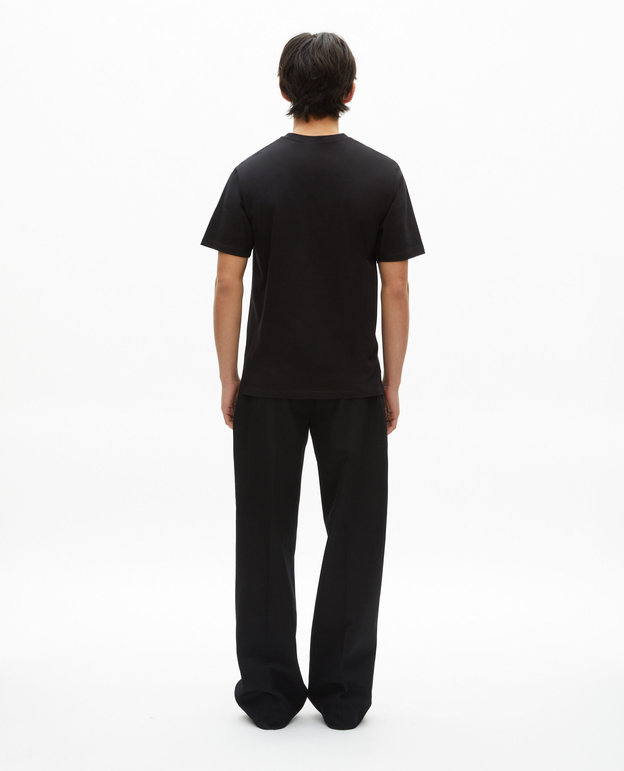 Schwarzes T-Shirt mit Beflockung, BLACK, hi-res image number null