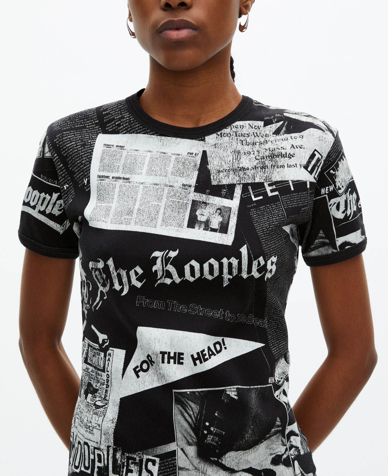 The Kooples WOMEN BLACK WASHED t-shirt with black and white screen printing