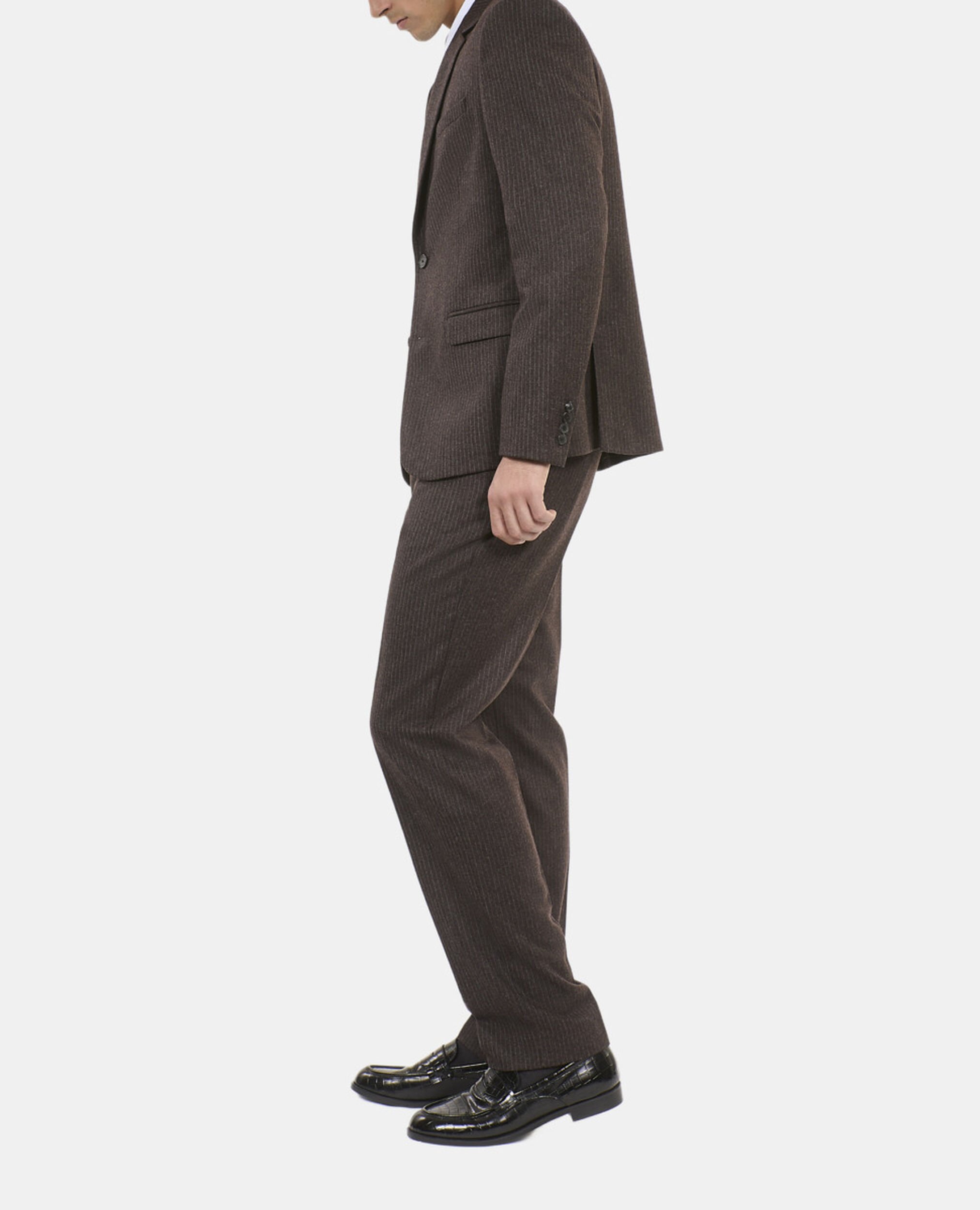 Brown pinstripe suit jacket, BROWN, hi-res image number null