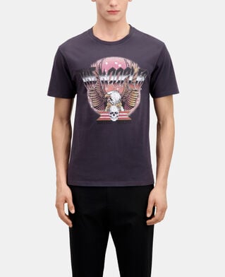 The Kooples HERREN CARBONE carbongraues t-shirt mit rock eagle-siebdruck