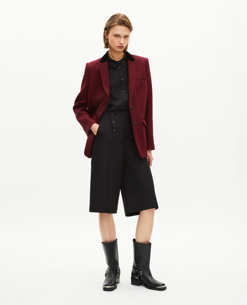 The Kooples WOMEN WINE RED jacket with burgundy velvet collar