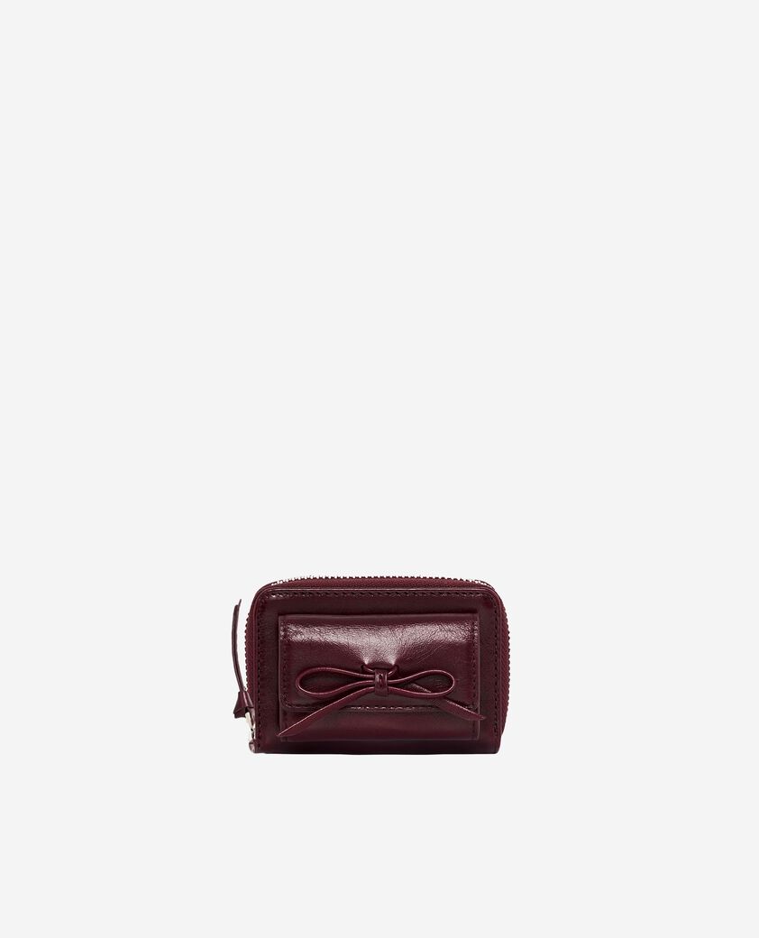 The Kooples FEMME BORDEAUX porte-monnaie amelia en cuir craquelé bordeaux