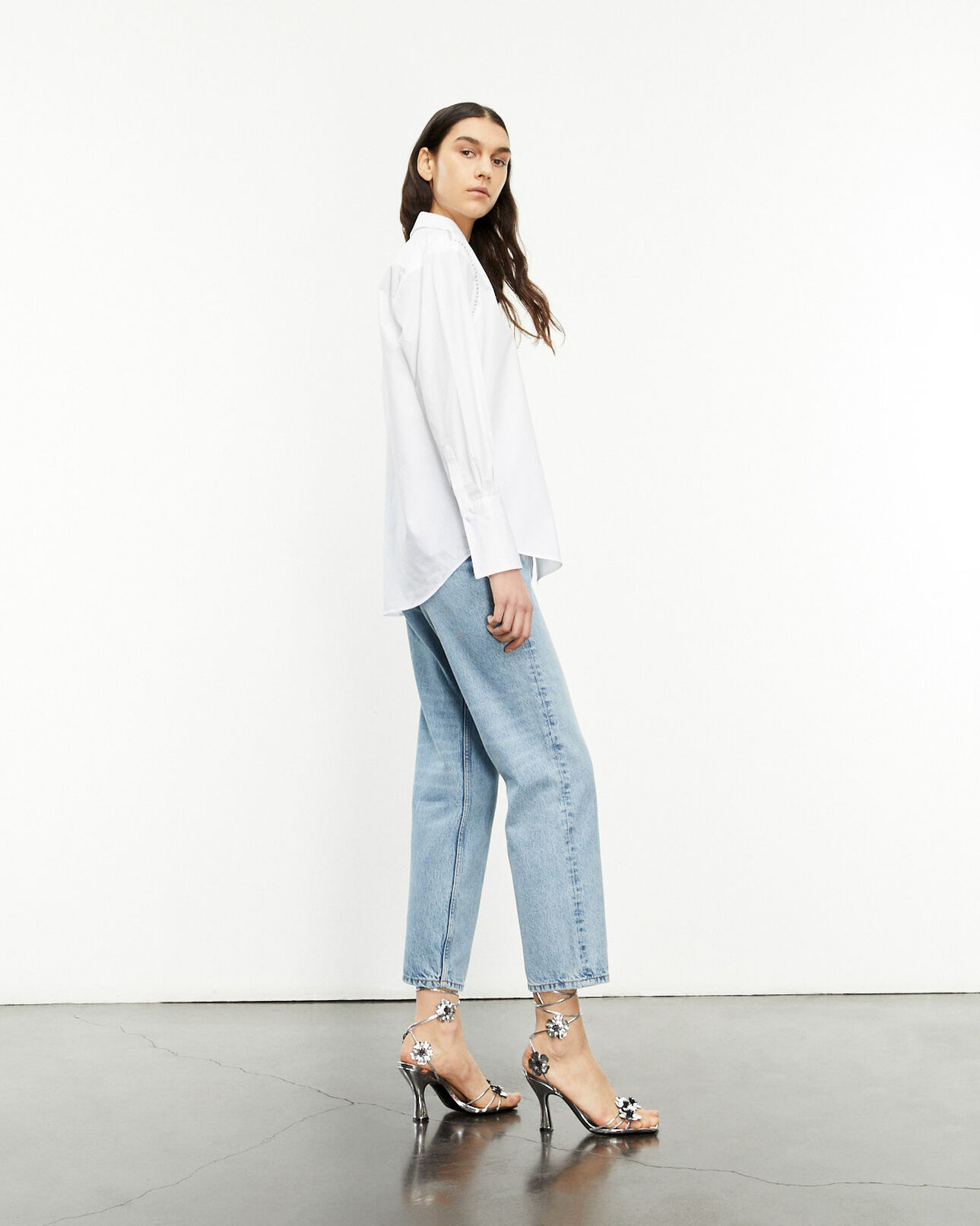The Kooples WOMEN WHITE studded white shirt