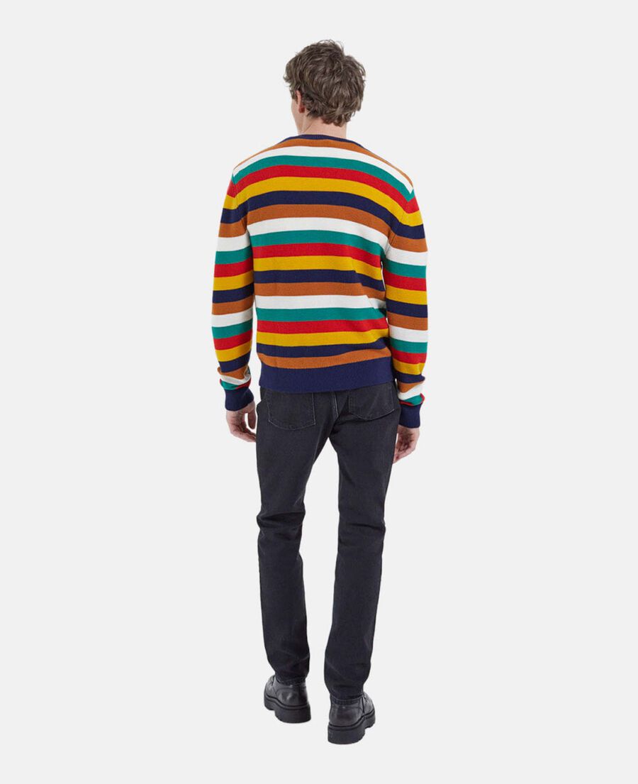 pull rayé multicolore laine à col rond