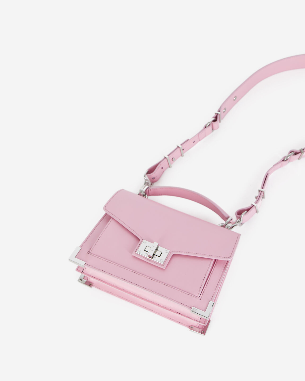 The Kooples FEMME PINK sac small emily cuir lisse rose pastel