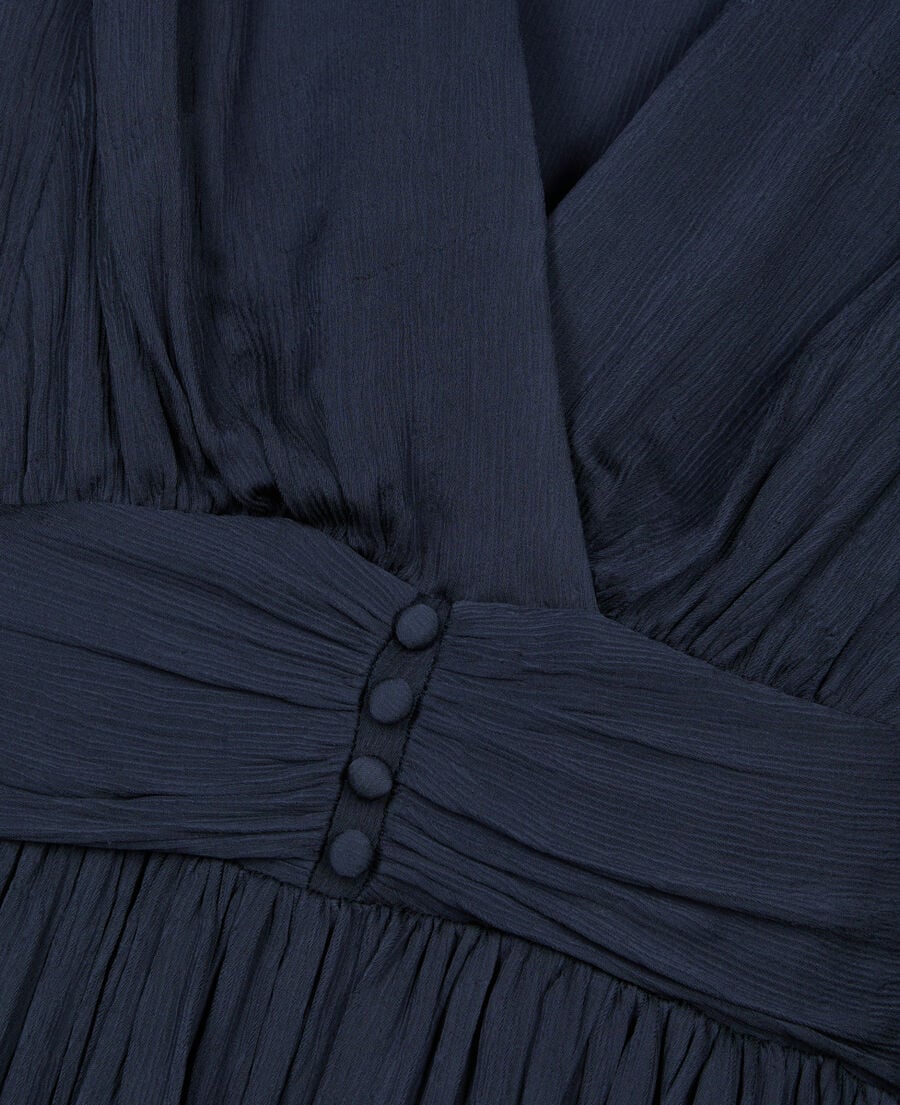 The Kooples FEMME DARK NAVY robe courte tissu crinckle bleu marine