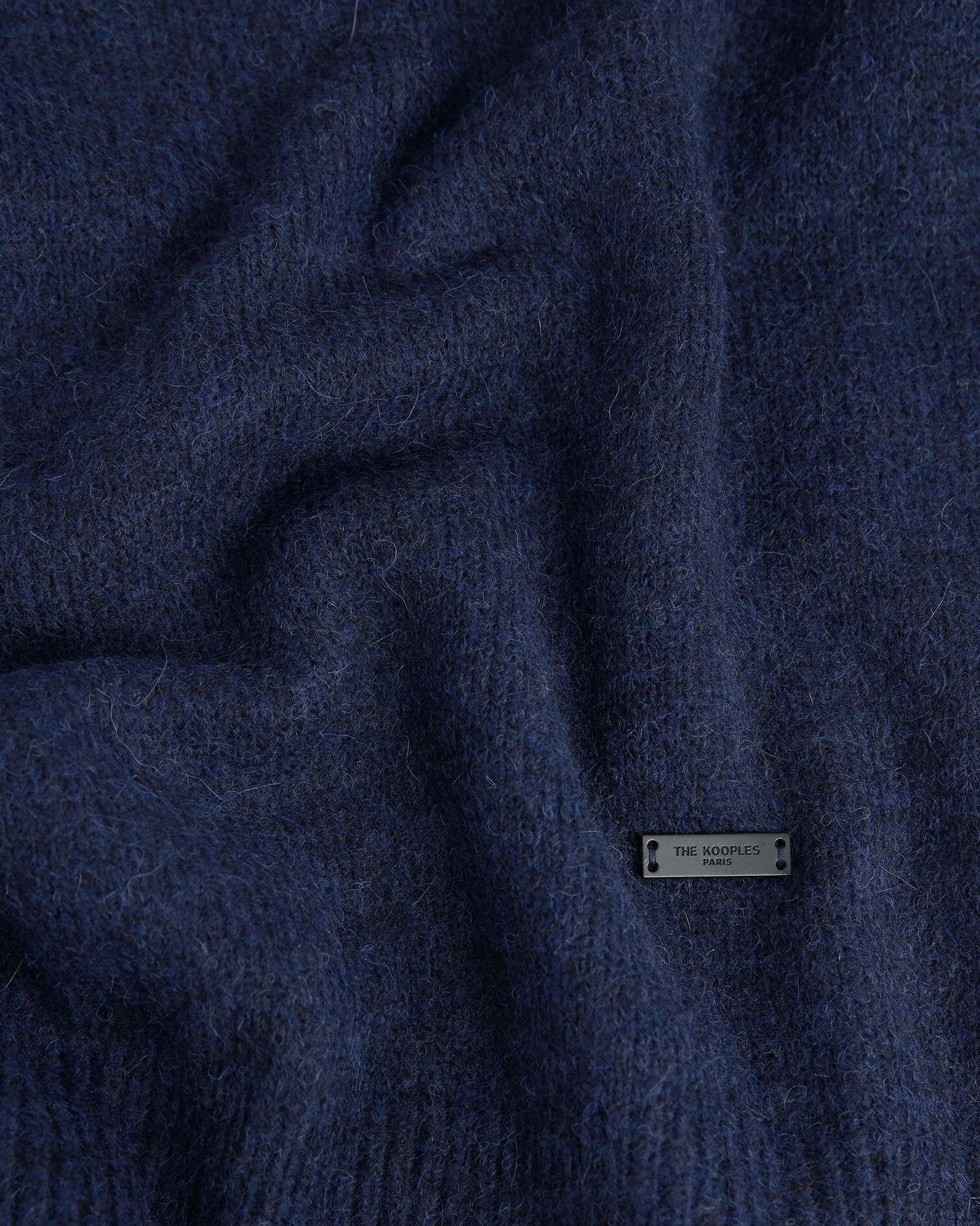 Navy blue alpaca wool crew neck sweater, DARK NAVY, hi-res image number null
