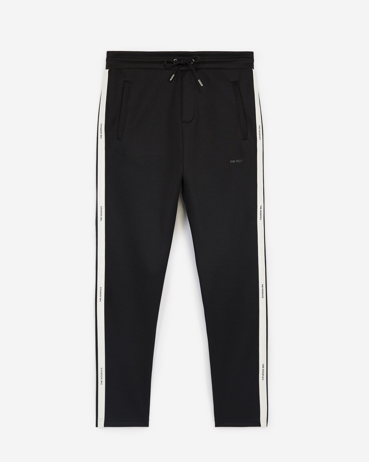 The Kooples HOMME BLACK jogging noir coton bandes effet cuir