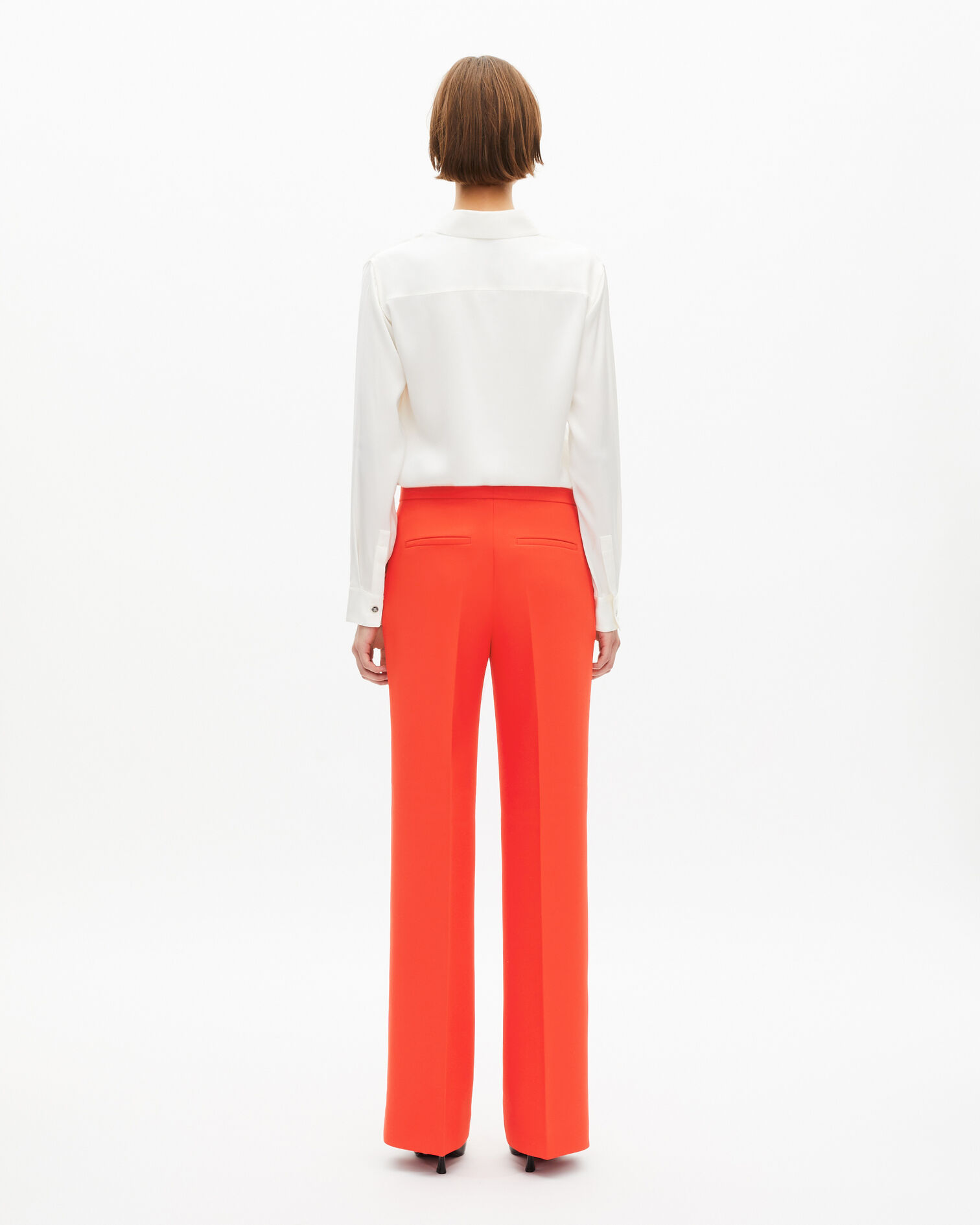 Pantalon tailleur orange en crêpe, ORANGE, hi-res image number null
