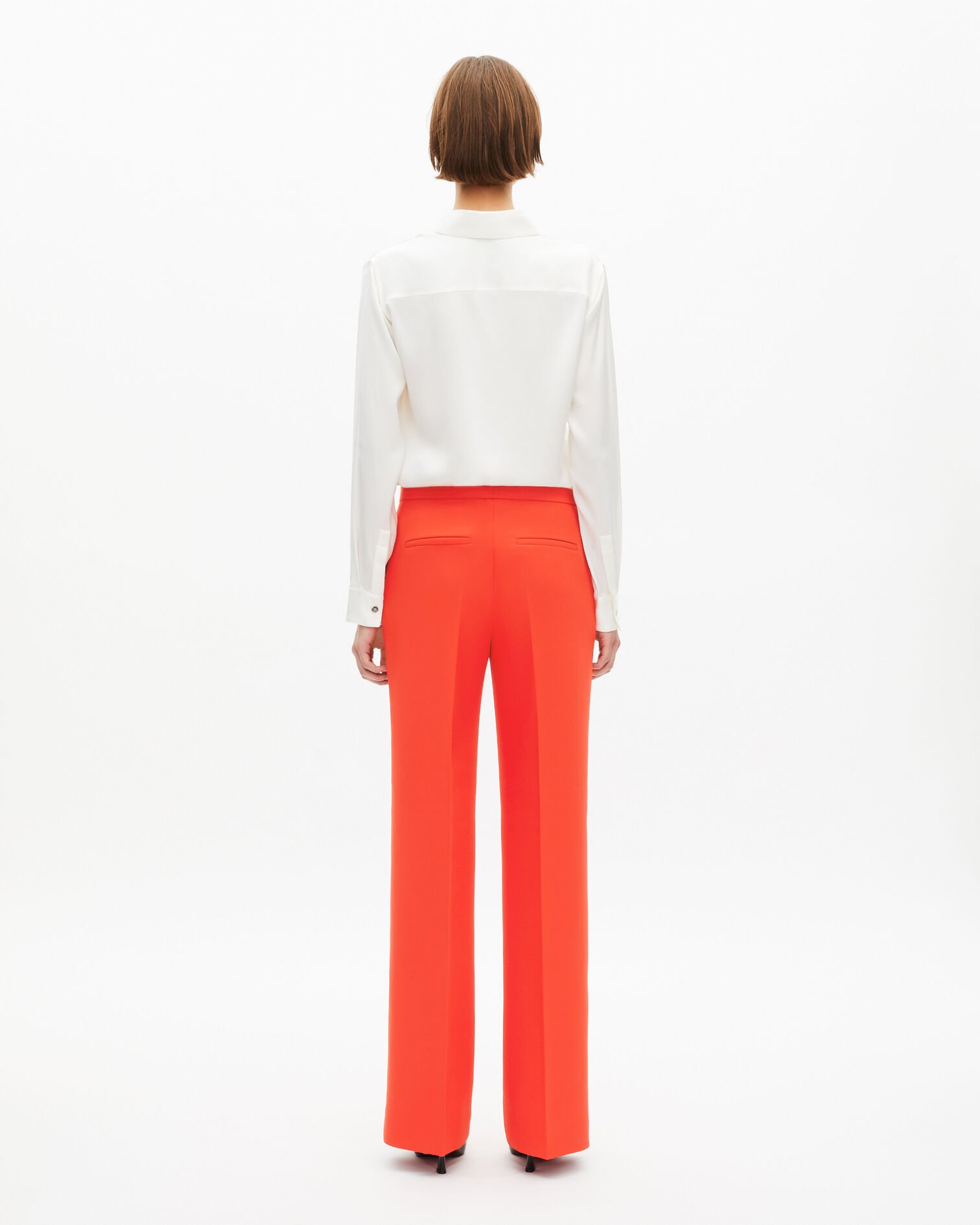 Pantalon tailleur orange en crêpe, ORANGE, hi-res image number null