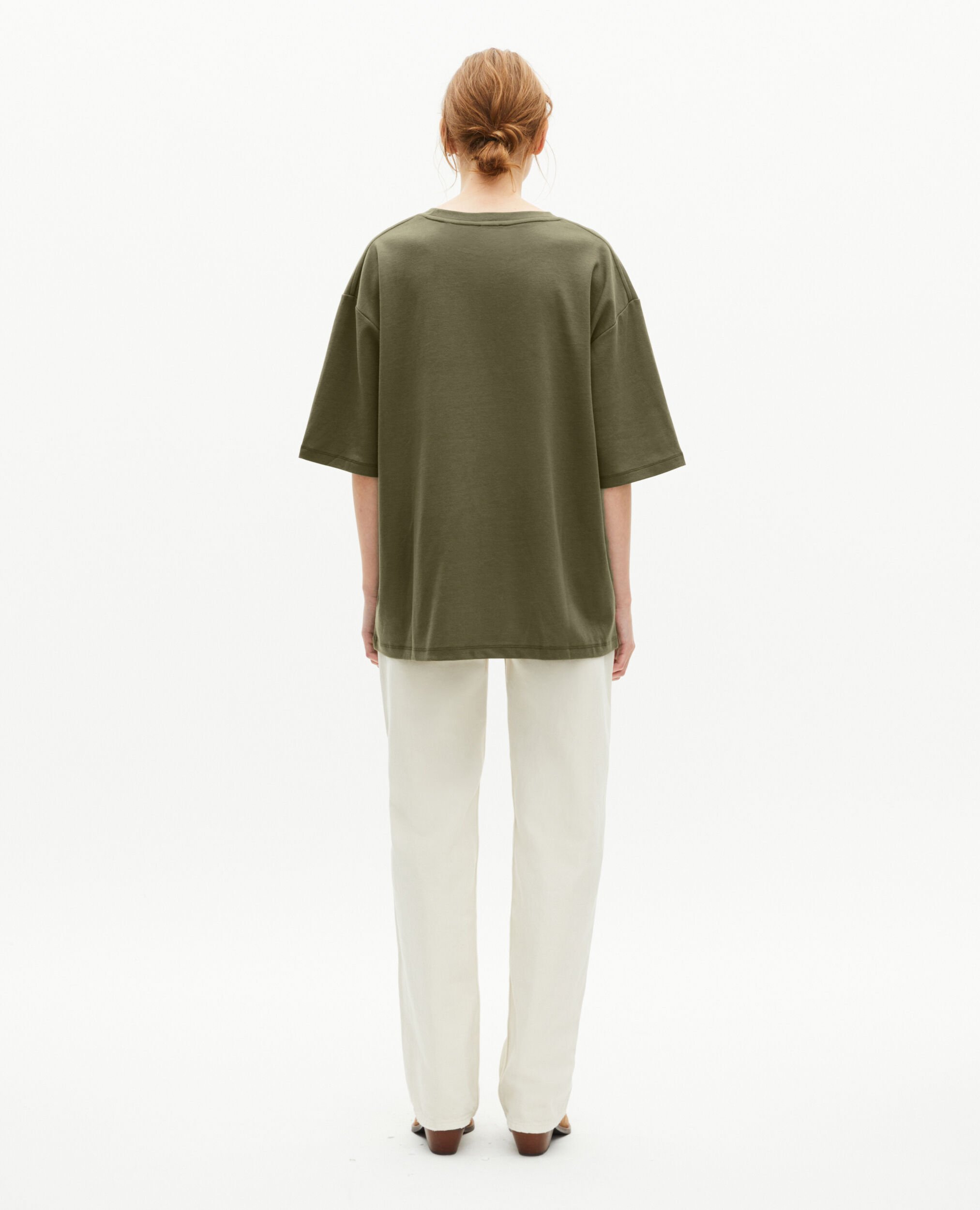 Schlichtes, khakifarbenes, locker sitzendes T-Shirt, KAKI, hi-res image number null