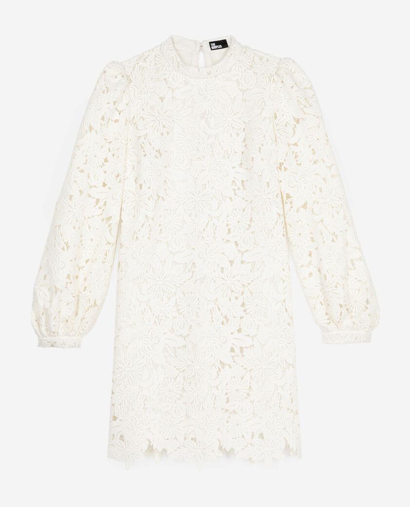 The Kooples FEMME ECRU robe courte en dentelle fleurie &eacute;crue