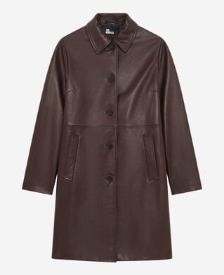 The Kooples F WINE RED long burgundy leather coat