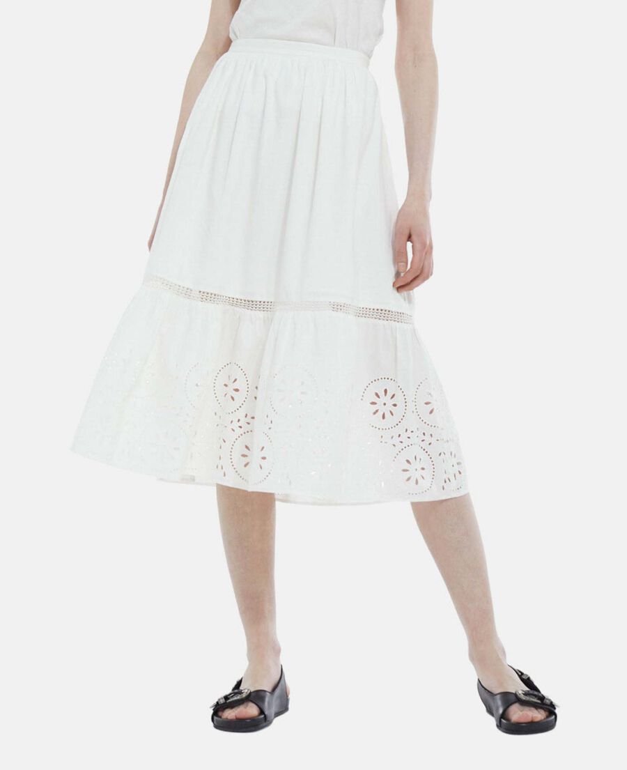The Kooples WOMEN WHITE long openwork white lace skirt