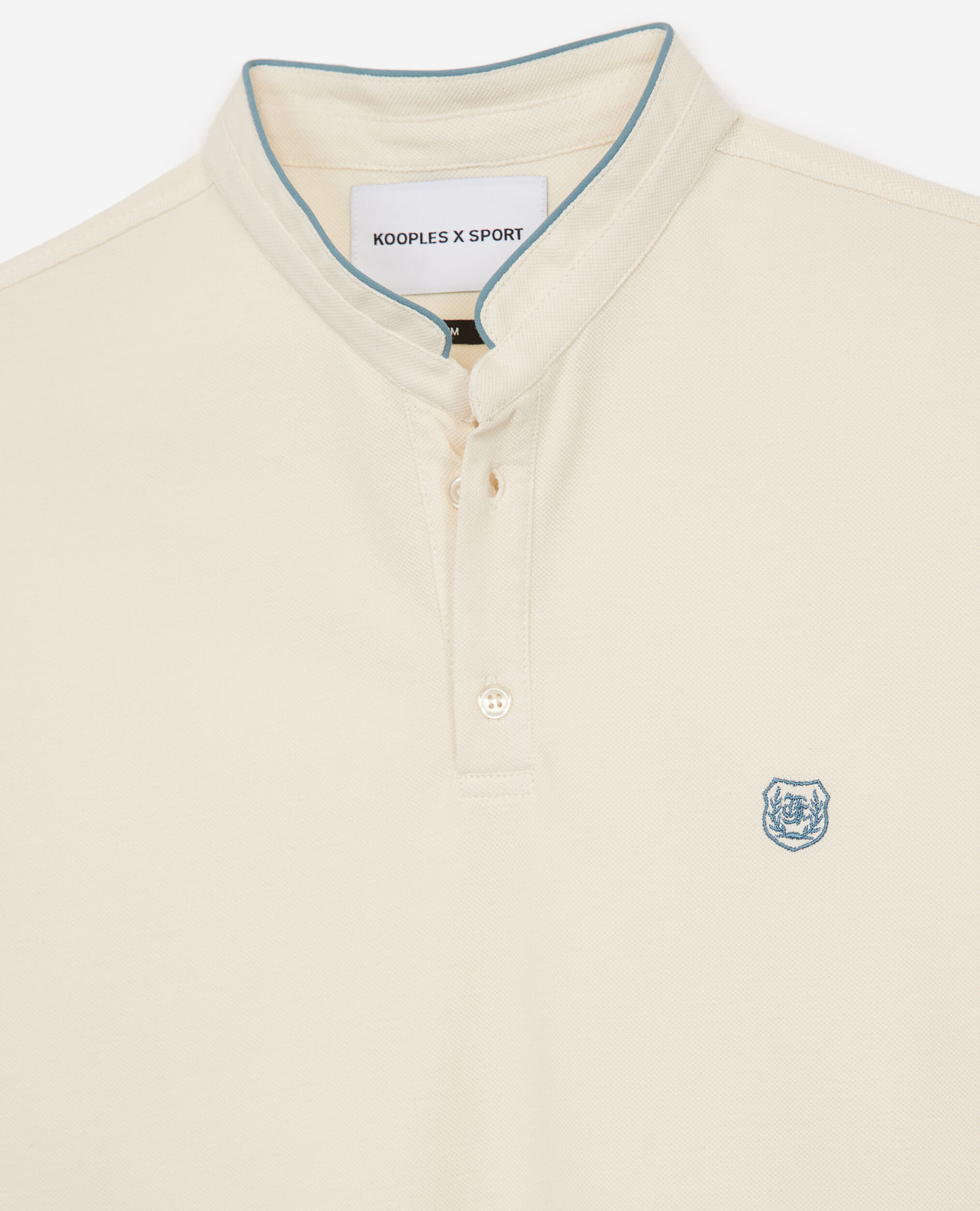 Beiges Baumwoll-Poloshirt mit Veredelungen, LIGHT BEIGE / STONE BLUE, hi-res image number null