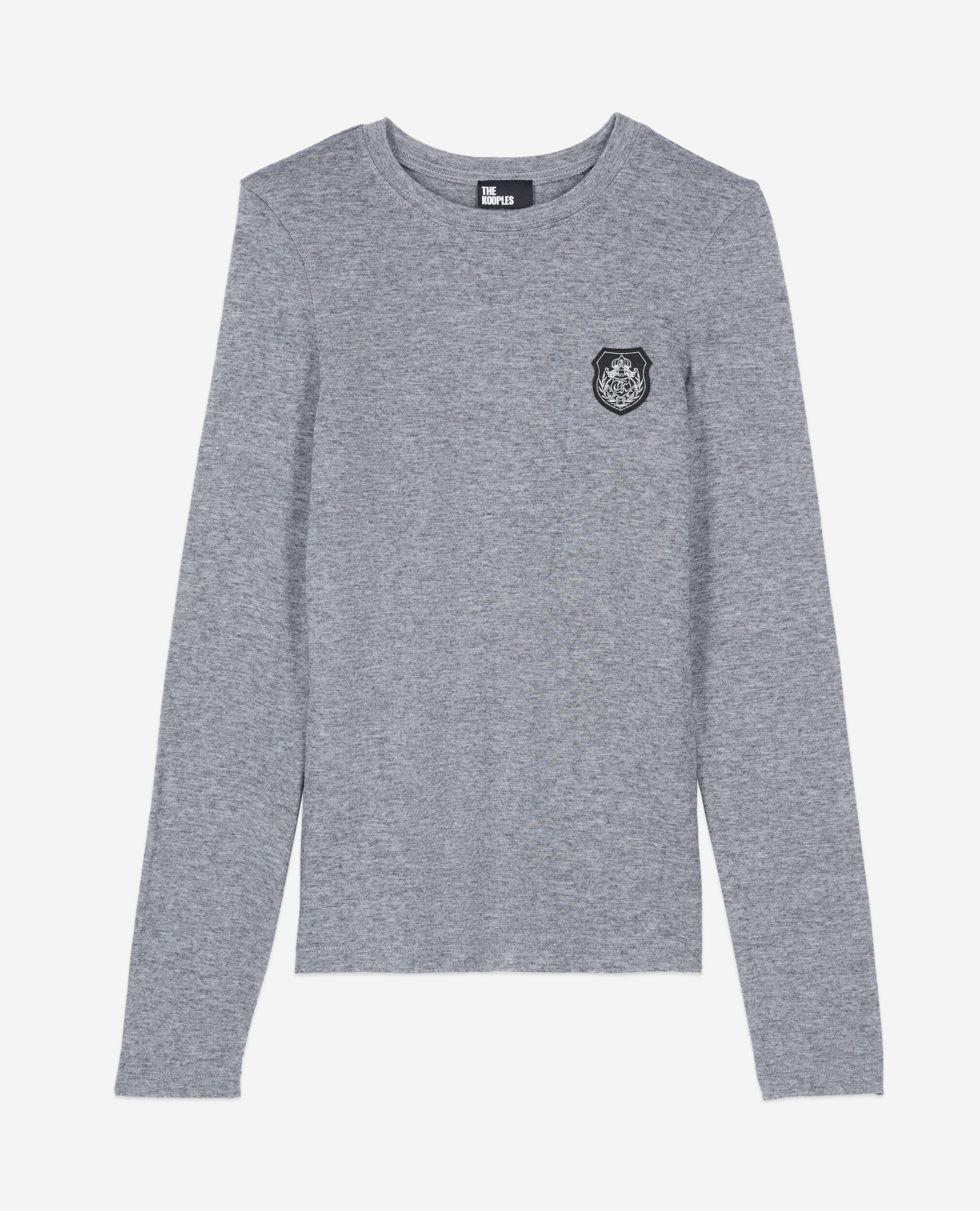 T-shirt manches longues imprimé, GREY MELANGE, hi-res image number null