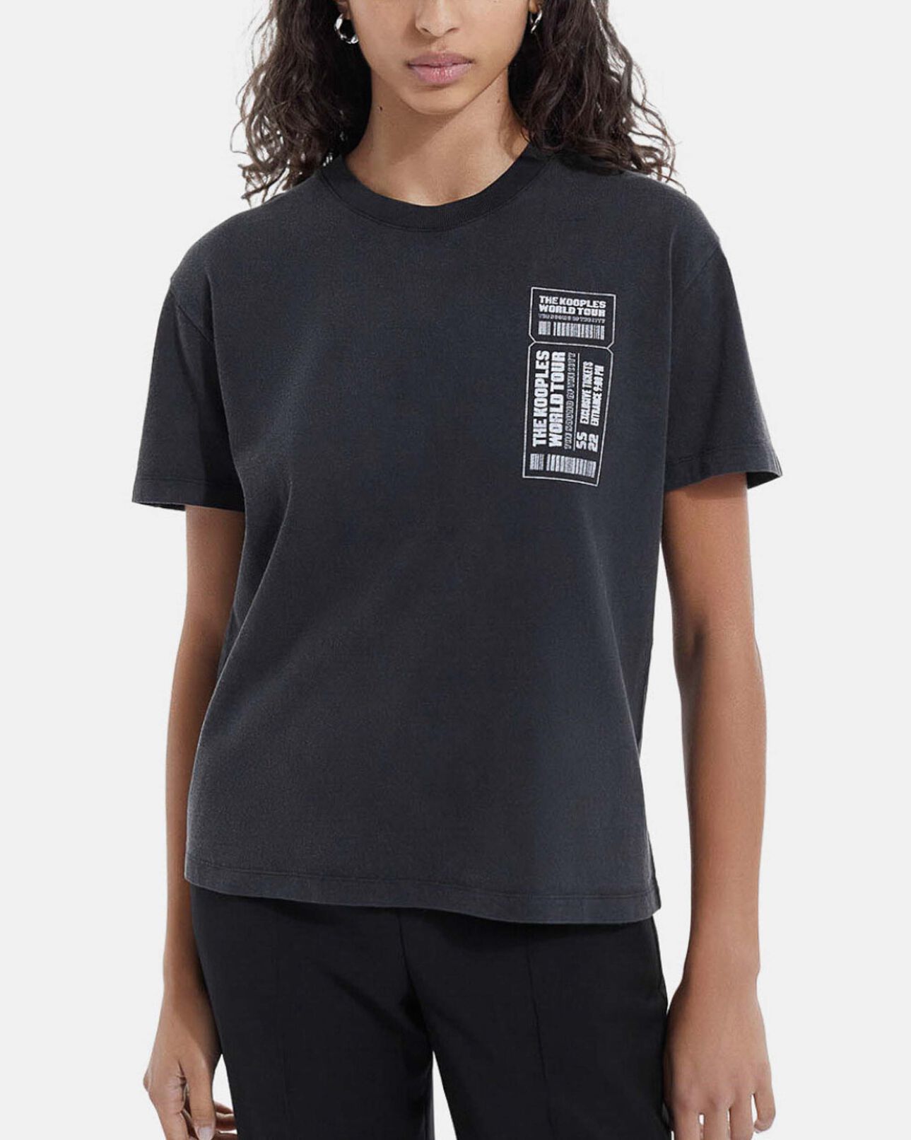 The Kooples FEMME BLACK WASHED t-shirt noir délavé coton motif concert