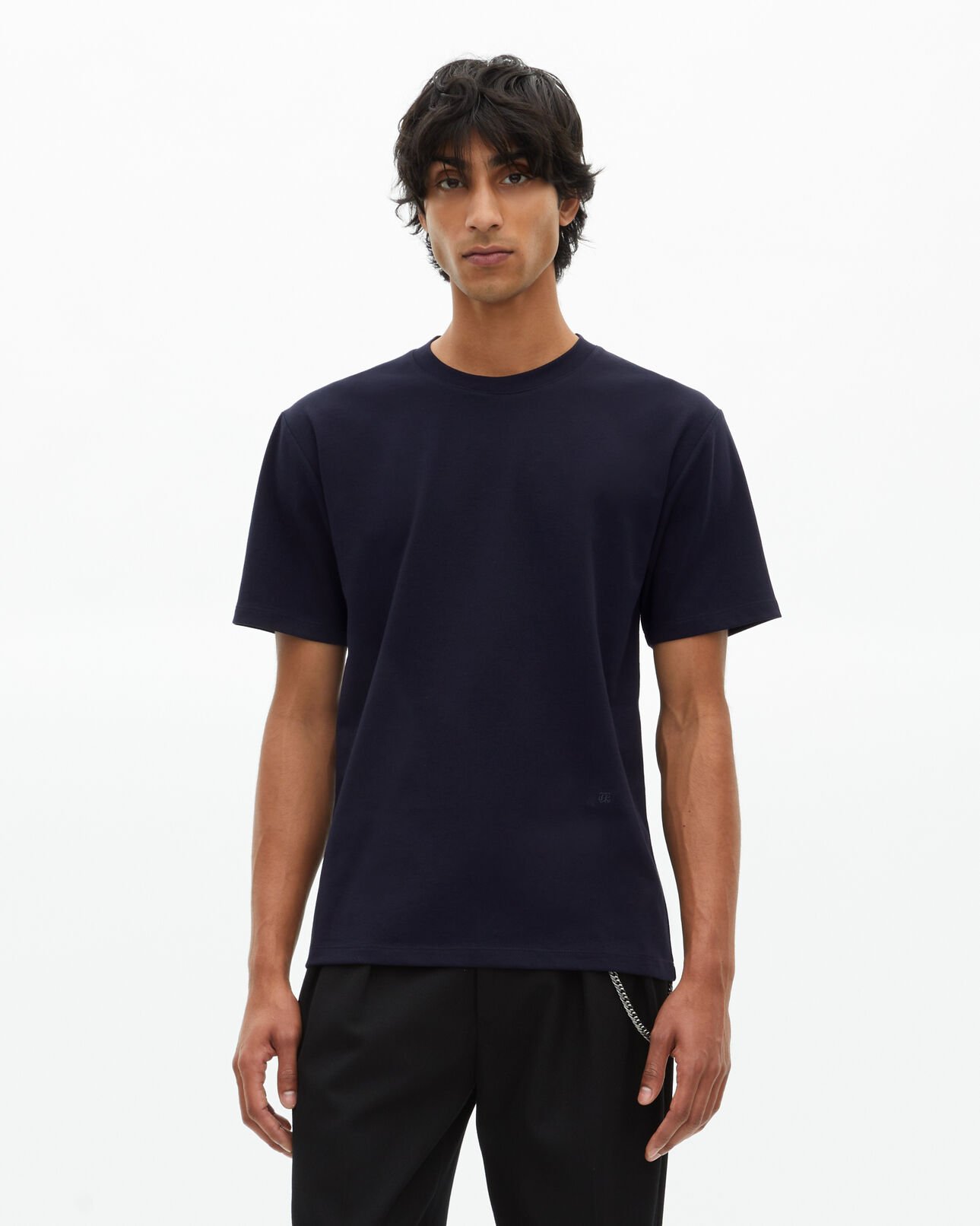 The Kooples HERREN NAVY gerades t-shirt uni marineblau