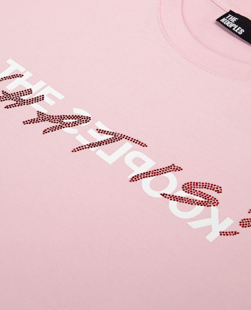 The Kooples FEMME POWDER PINK t-shirt what is avec strass rose