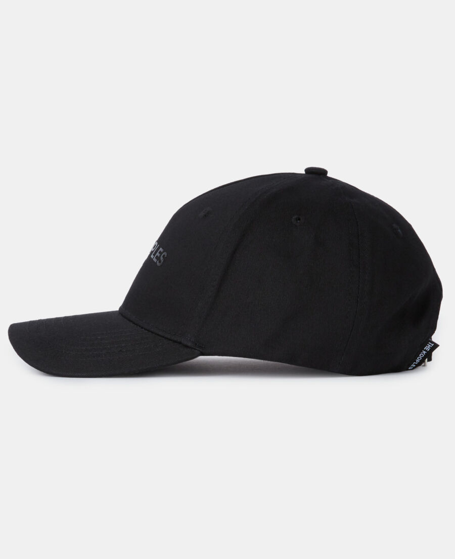 black cotton cap with tone-on-tone logo