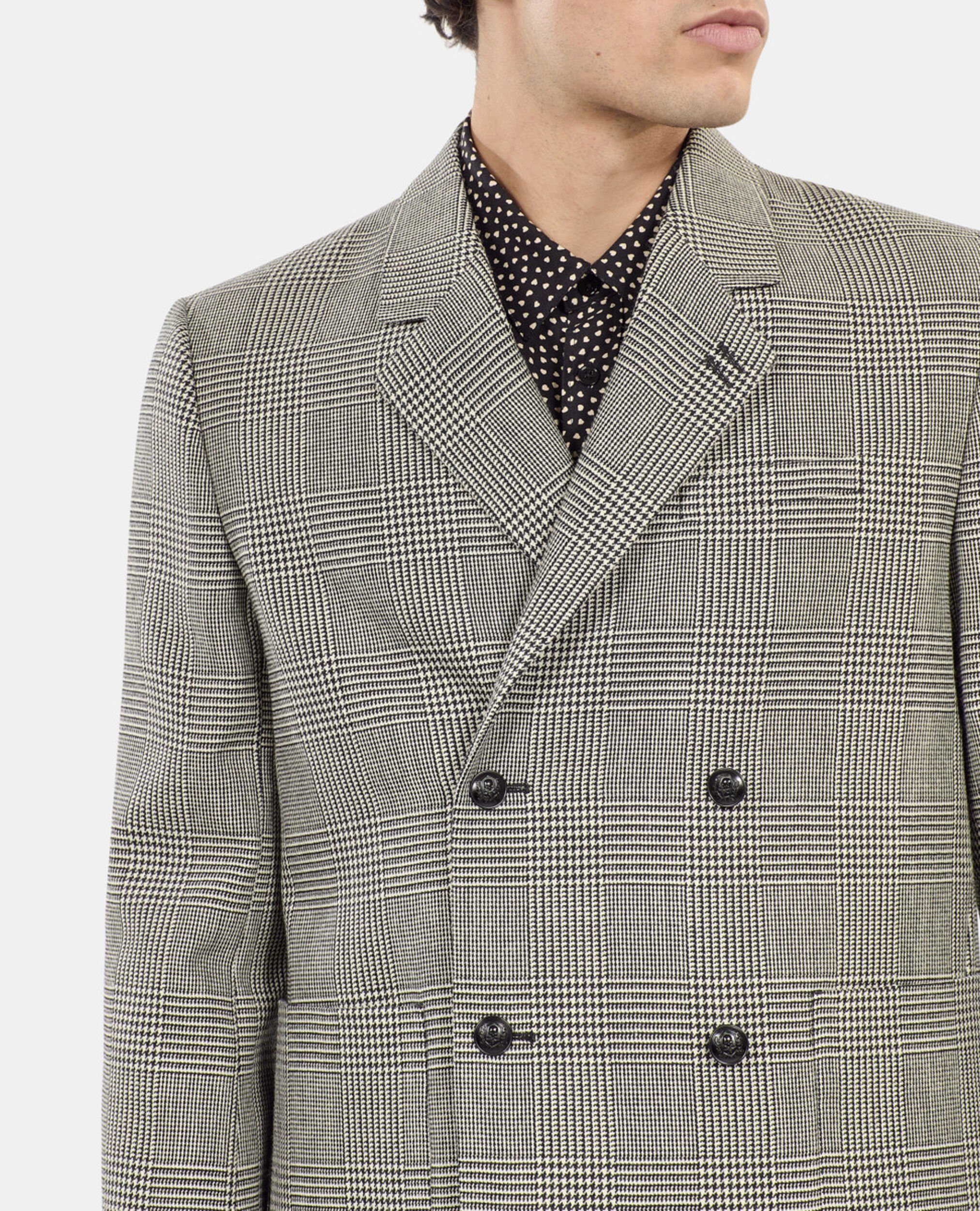 Black and white houndstooth wool suit jacket, BLACK WHITE, hi-res image number null