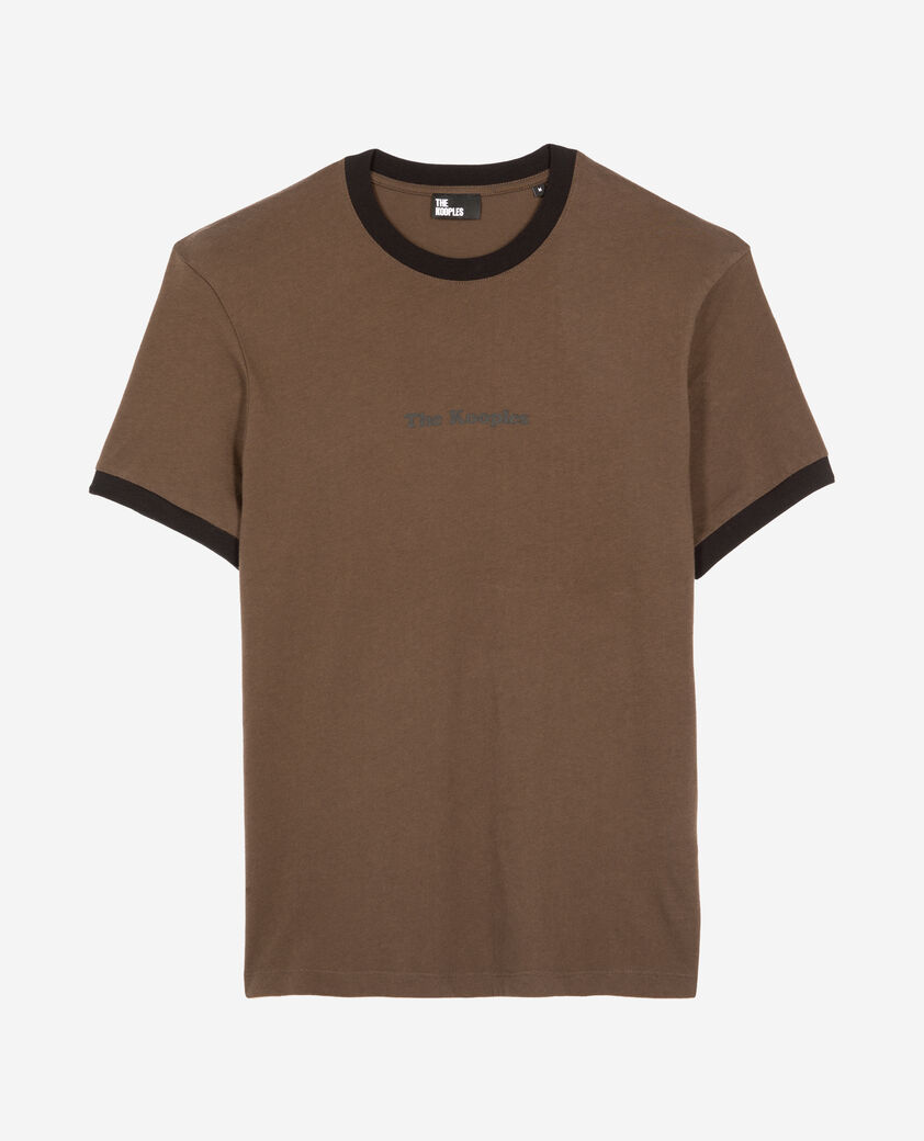 The Kooples HERREN DARK BROWN t-shirt mit braunem siebdruck
