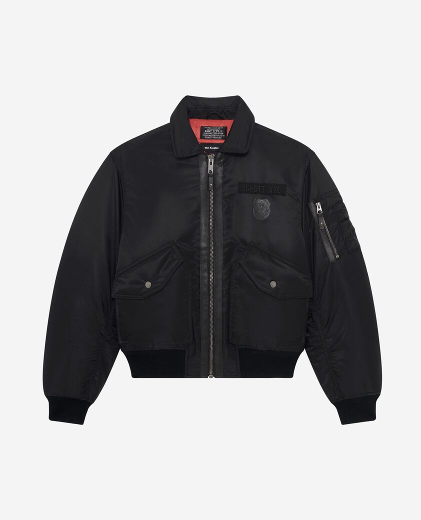 The Kooples FEMME BLACK bomber noir the kooples x schott nyc