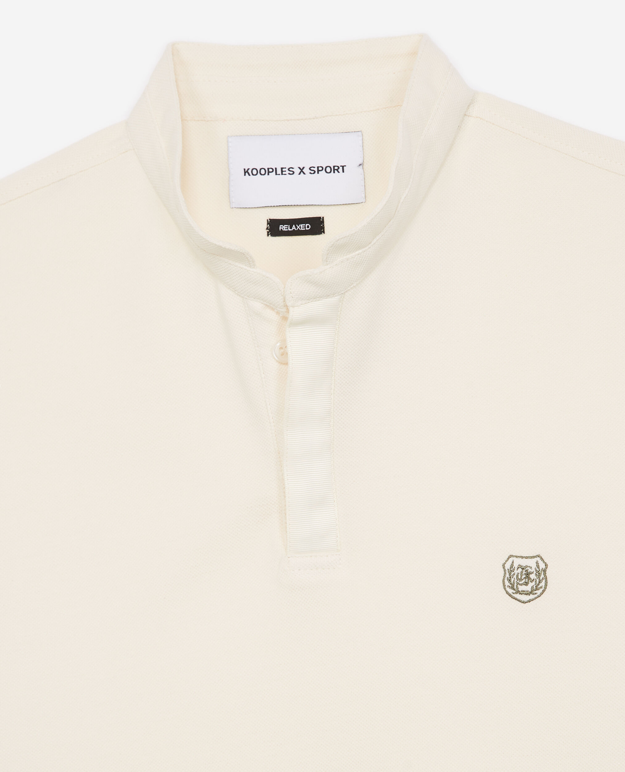Camisa polo algodón blanca ribete verde, ANTIQUE WHT / DUSTY OLIVE, hi-res image number null