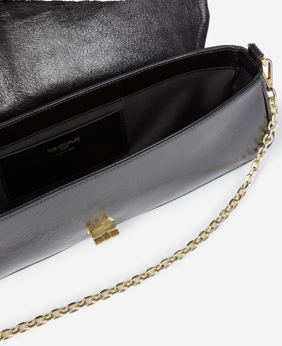 The Kooples DAMEN BLACK lange, schwarze pochette aus leder
