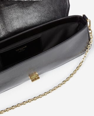 The Kooples DAMEN BLACK lange, schwarze pochette aus leder