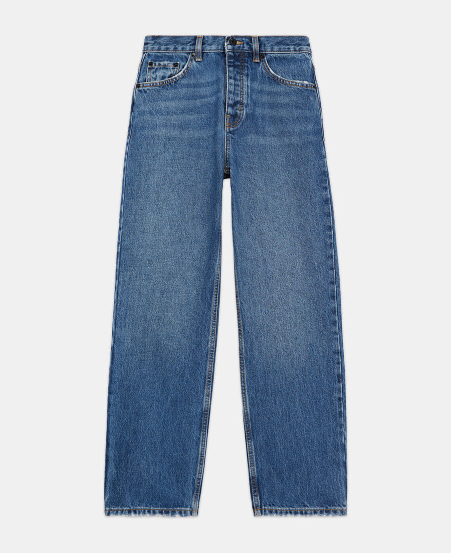 blue straight-cut jeans